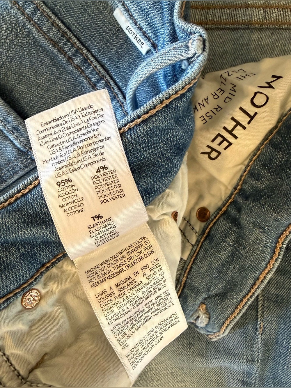 Mother Denim The Mid Rise Dazzler Ankle Camp Expert Blue Jeans Size 27 Stretch - Picture 11 of 13